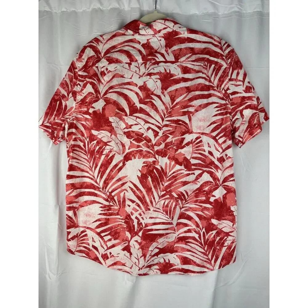 American Eagle Hawaiian Red Button Up Shirt Men's Short Sleeve Extra Large - Picture 7 of 8